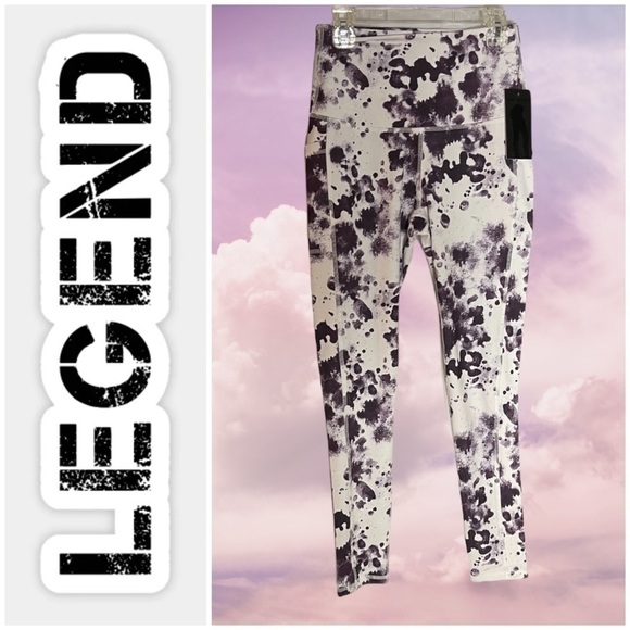 𝅺legend watercolor splash 7/8 leggings. Size Small Purple and White - Picture 1 of 10